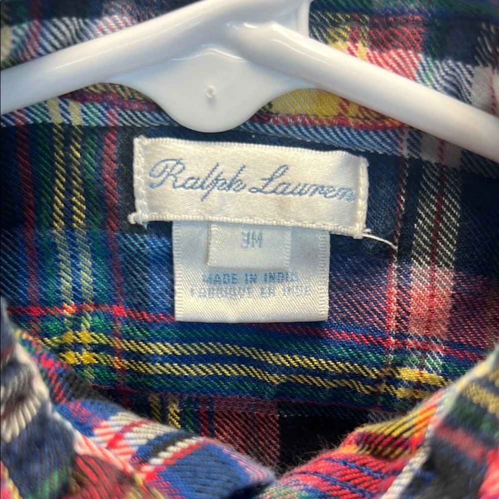 Baby boys Ralph‎ Lauren Blue and Red Button Down Shirt Classic Plaid